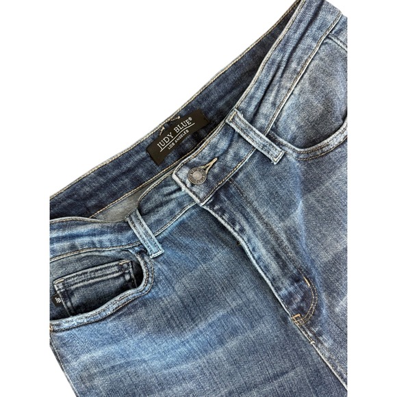 Judy Blue Los Angeles Denim Jeans Womens Size 11/30 Blue Frayed Hem Wide Leg - Picture 2 of 7